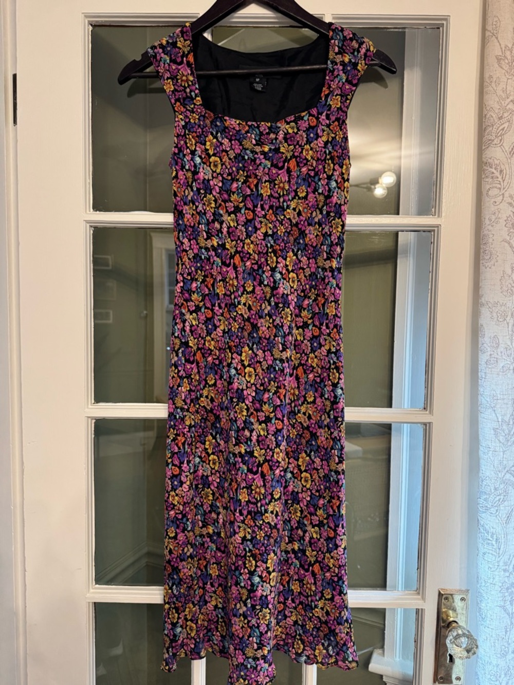 Jones New York Black Midi Dress with Pink & Yellow Floral Print